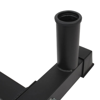 Black heavy-duty steel tubular rack post for Olympic bumper plate storage.